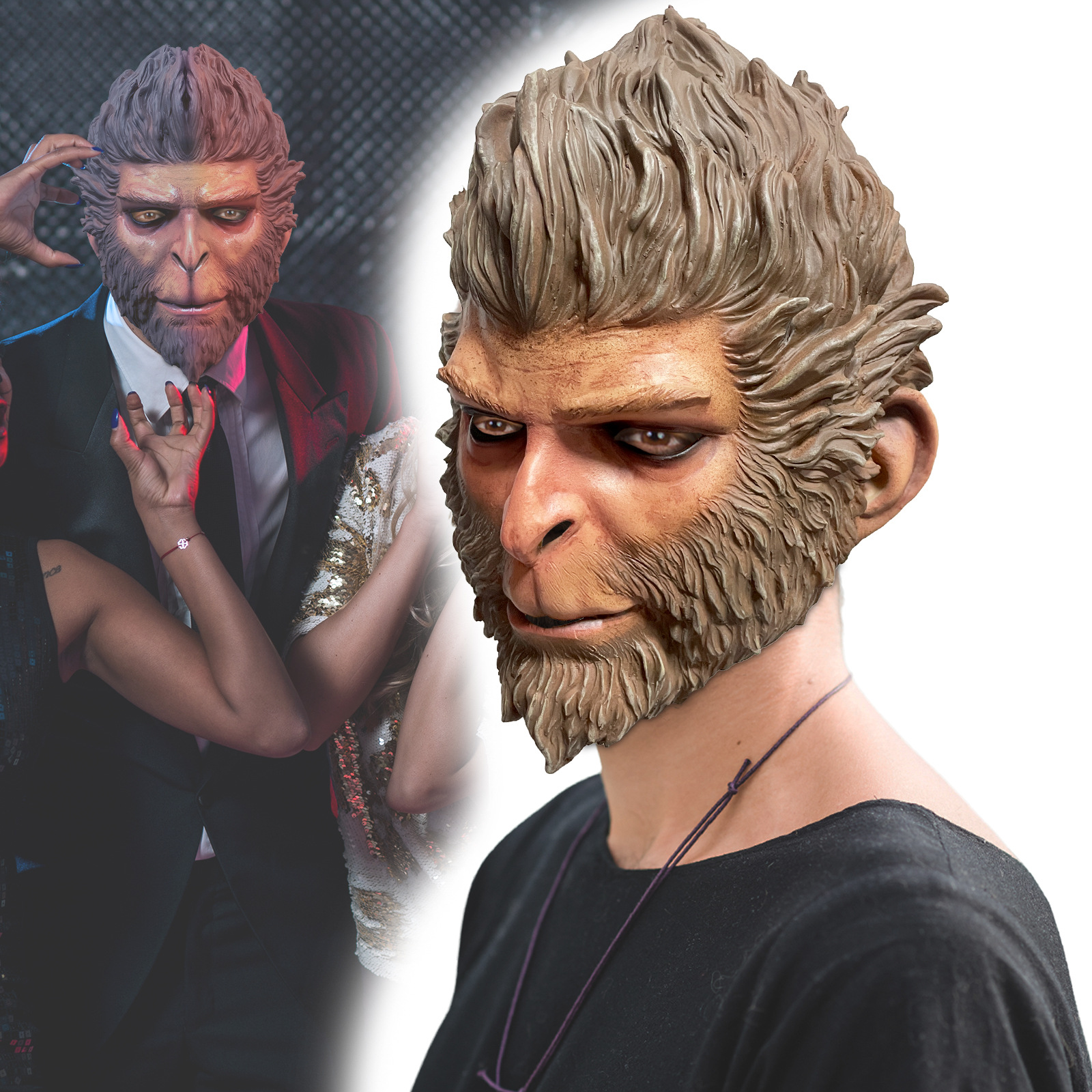 Black Myth: Halloween Wukong New Empty Mask Game Cos Props Peripheral Wukong Mask Funny Monkey Headgear Halloween Gifts
